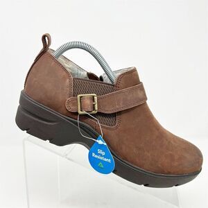 Nurse Mates Arya Brown Leather Slip Resistant Casual Shoes Size 9 **NO INSOLES**